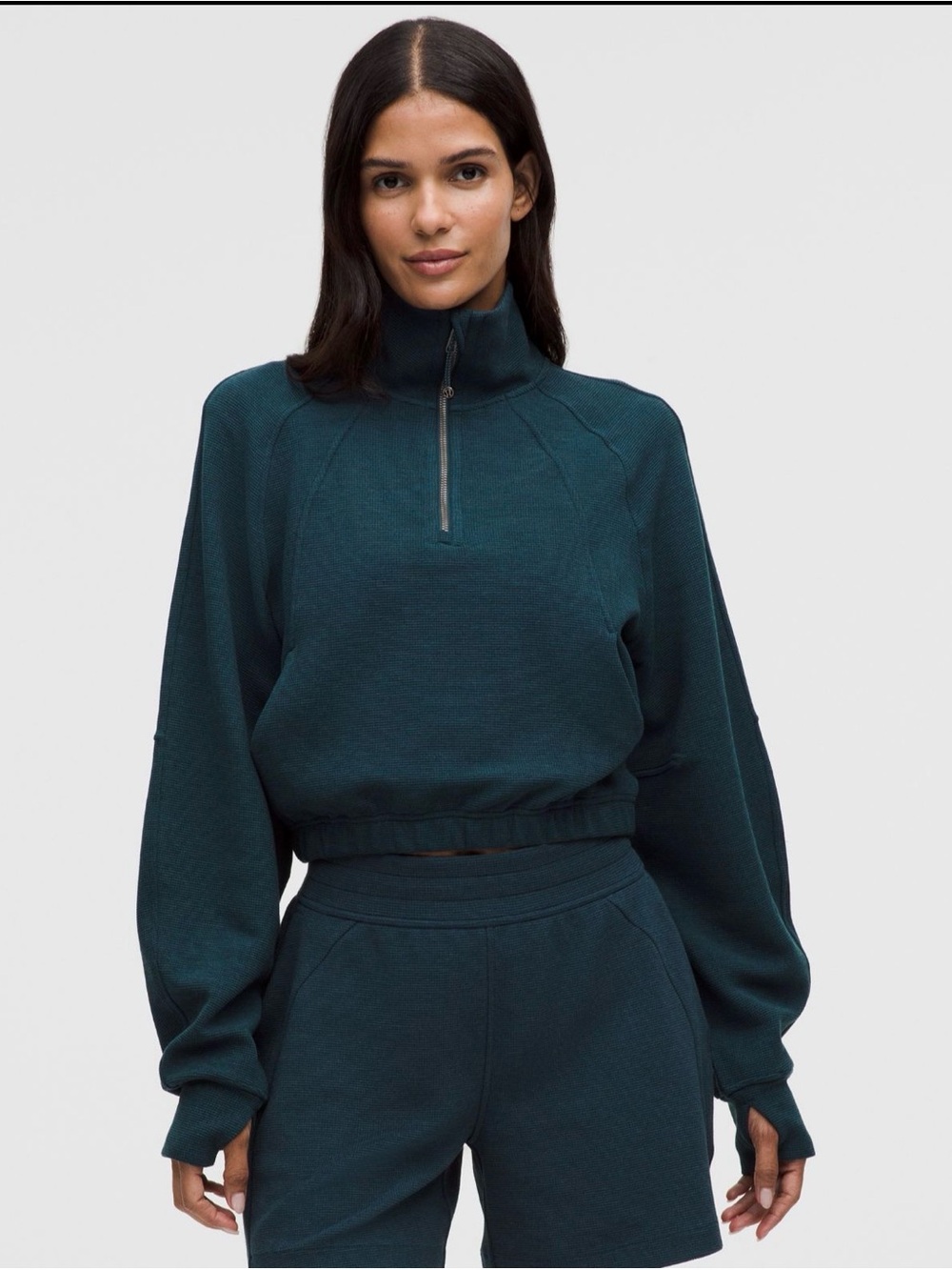 Lululemon Scuba Cropped 1/2 Zip Funnel Neck Waffle Size XL NWT $138 MSRP
